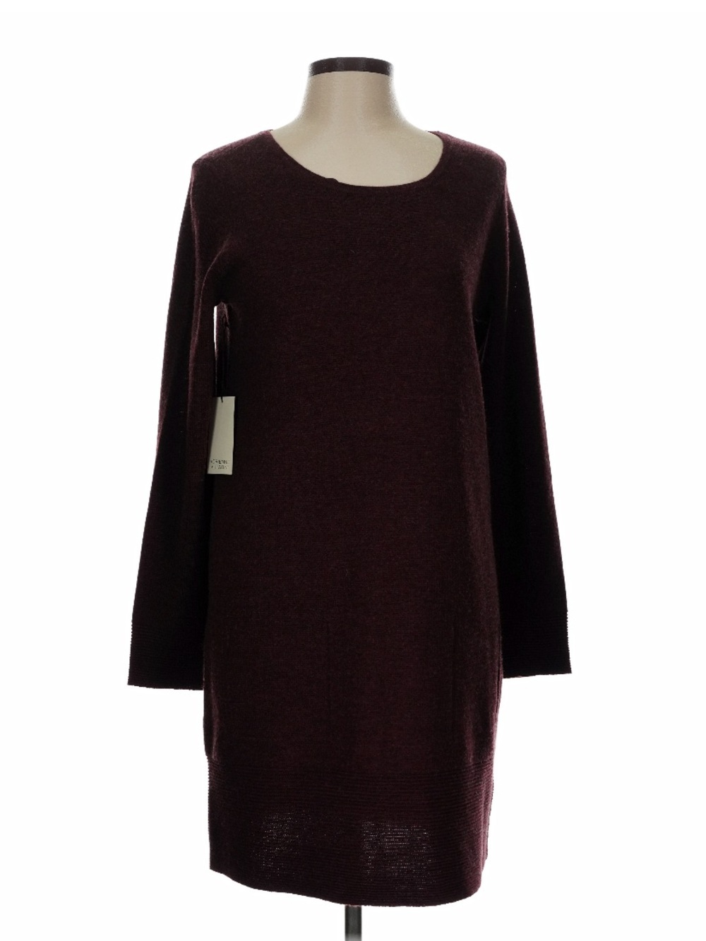 Adrienne Vittadini Long Sleeve Knit Shift Dress - Wine